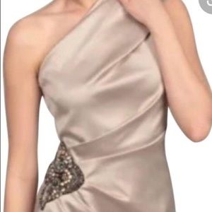 Eliza J Cream Satin Cocktail Dress